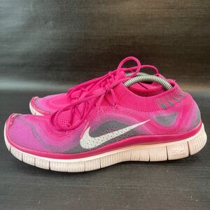 Nike Free 5.0 Flyknit Womens size 8.5 Pink Gray Athletic Running Shoes 615806